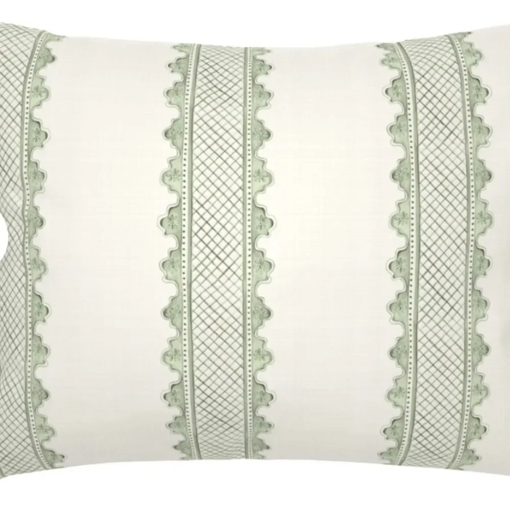 New designer pillow shams Green / White lattice design zip close